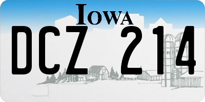 IA license plate DCZ214