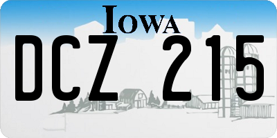 IA license plate DCZ215