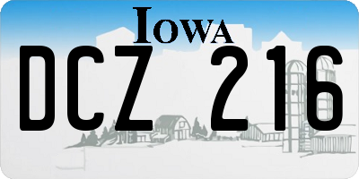 IA license plate DCZ216