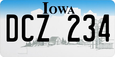 IA license plate DCZ234