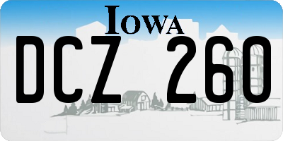 IA license plate DCZ260