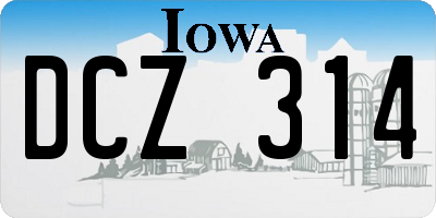 IA license plate DCZ314