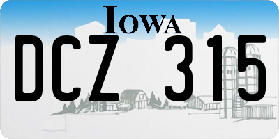 IA license plate DCZ315
