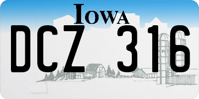 IA license plate DCZ316