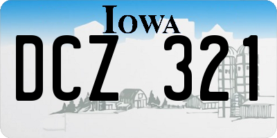 IA license plate DCZ321