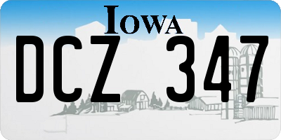 IA license plate DCZ347