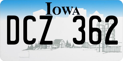 IA license plate DCZ362
