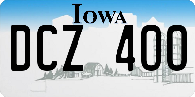 IA license plate DCZ400