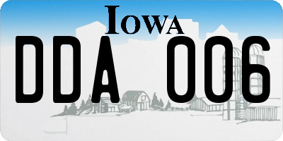 IA license plate DDA006