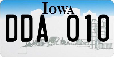 IA license plate DDA010