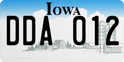 IA license plate DDA012