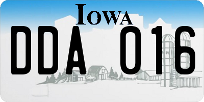 IA license plate DDA016
