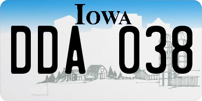 IA license plate DDA038
