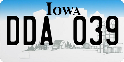 IA license plate DDA039