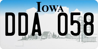 IA license plate DDA058