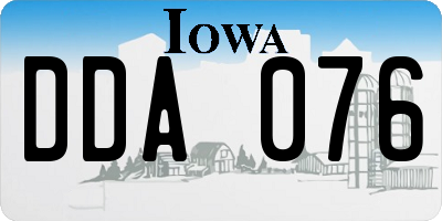 IA license plate DDA076