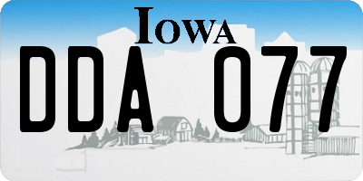 IA license plate DDA077
