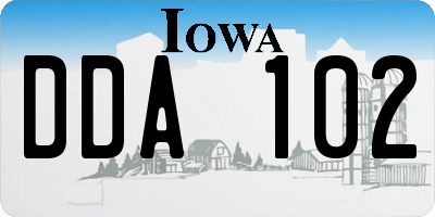 IA license plate DDA102