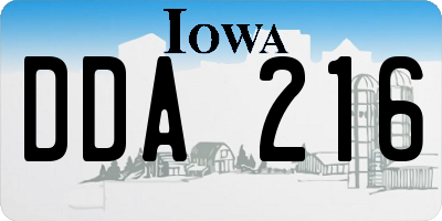 IA license plate DDA216