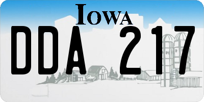 IA license plate DDA217