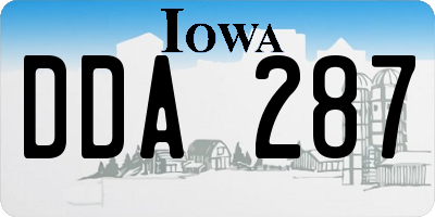 IA license plate DDA287