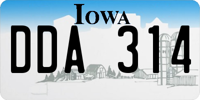 IA license plate DDA314