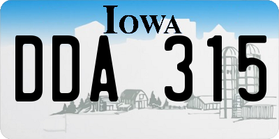 IA license plate DDA315