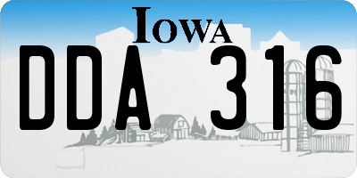 IA license plate DDA316