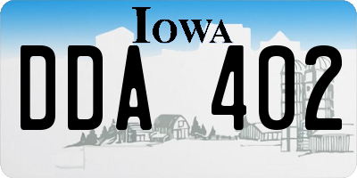 IA license plate DDA402