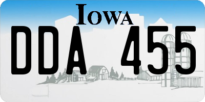 IA license plate DDA455