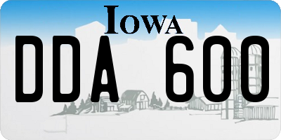 IA license plate DDA600