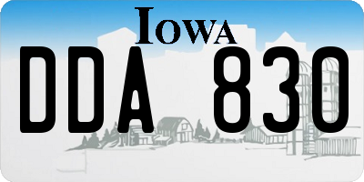 IA license plate DDA830