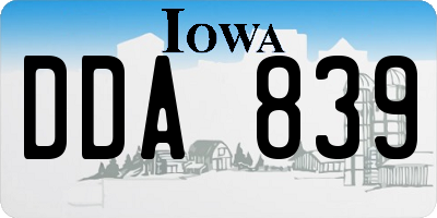 IA license plate DDA839
