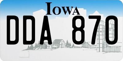 IA license plate DDA870