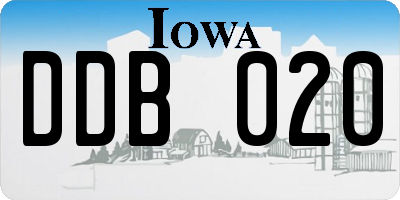 IA license plate DDB020