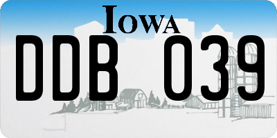 IA license plate DDB039