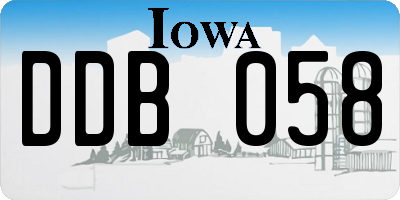 IA license plate DDB058