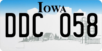 IA license plate DDC058