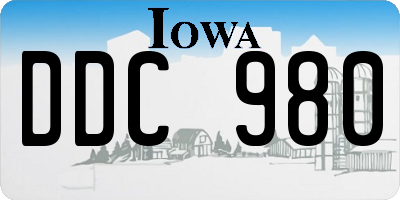 IA license plate DDC980