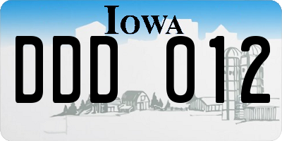 IA license plate DDD012