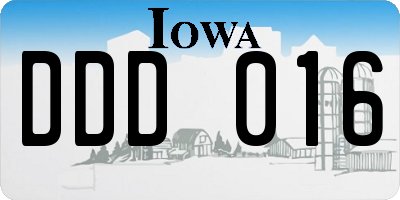 IA license plate DDD016