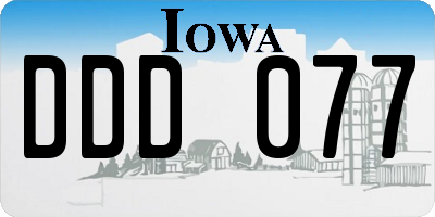 IA license plate DDD077