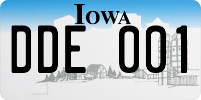 IA license plate DDE001