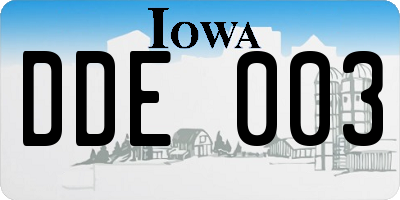 IA license plate DDE003