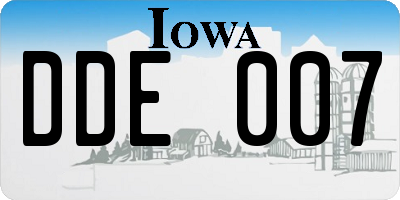 IA license plate DDE007