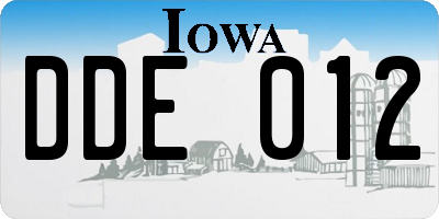 IA license plate DDE012