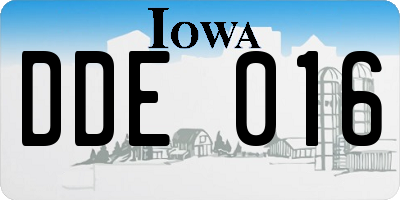 IA license plate DDE016