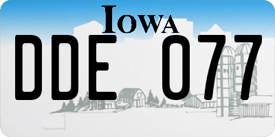 IA license plate DDE077