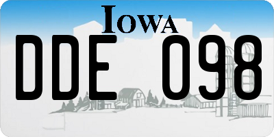 IA license plate DDE098
