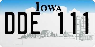 IA license plate DDE111
